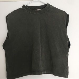 Olive Green Acid Wash Top